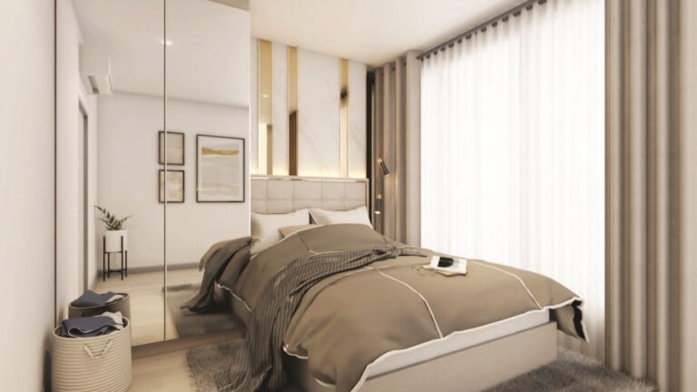 Chic interior design with integrated storage solutions in Knightbridge Prime Sathorn condo by Sketchbook Studio.