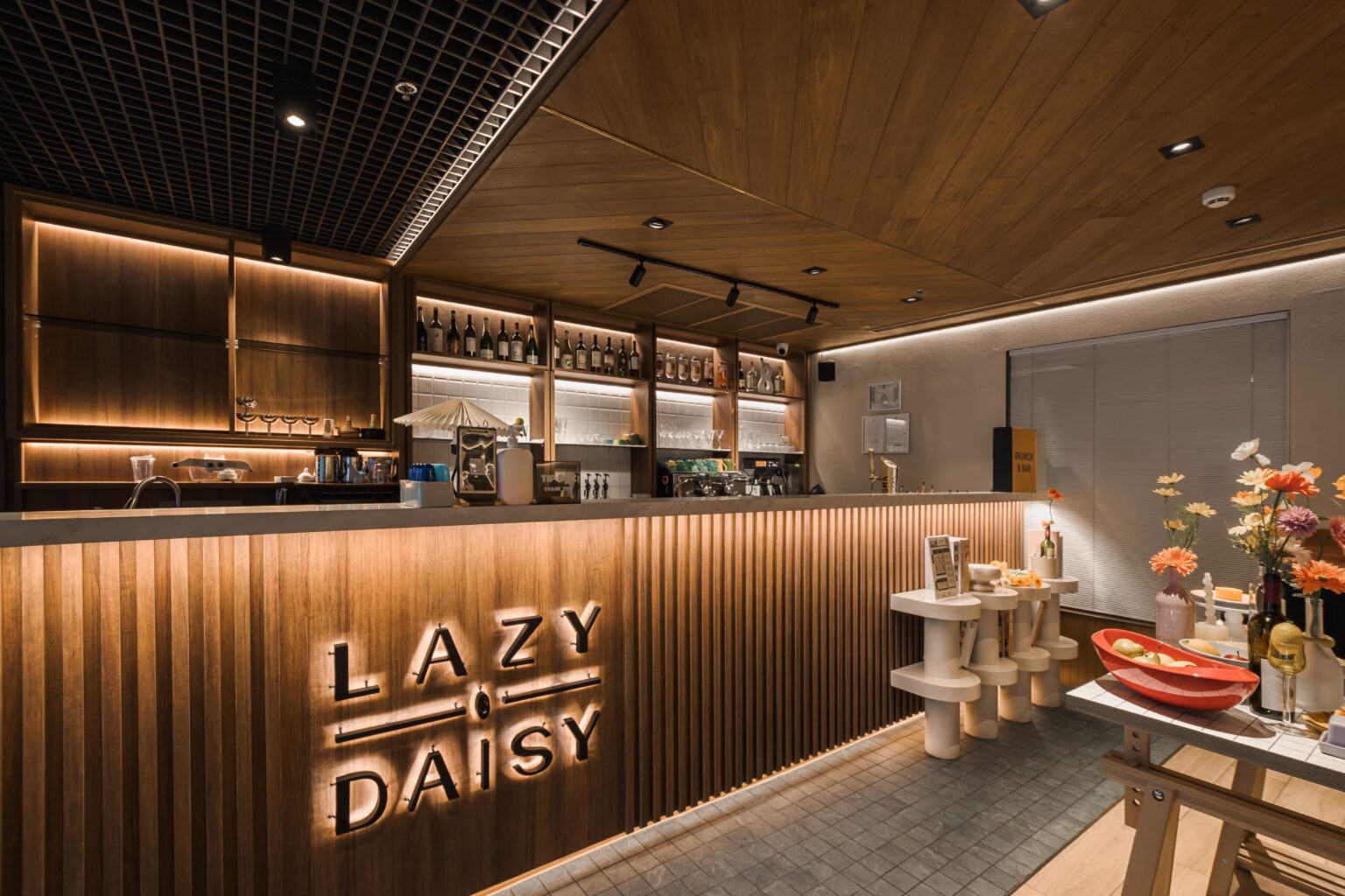 Restaurant Bar Interior design with custom built-in furniture by Sketchbook Studio