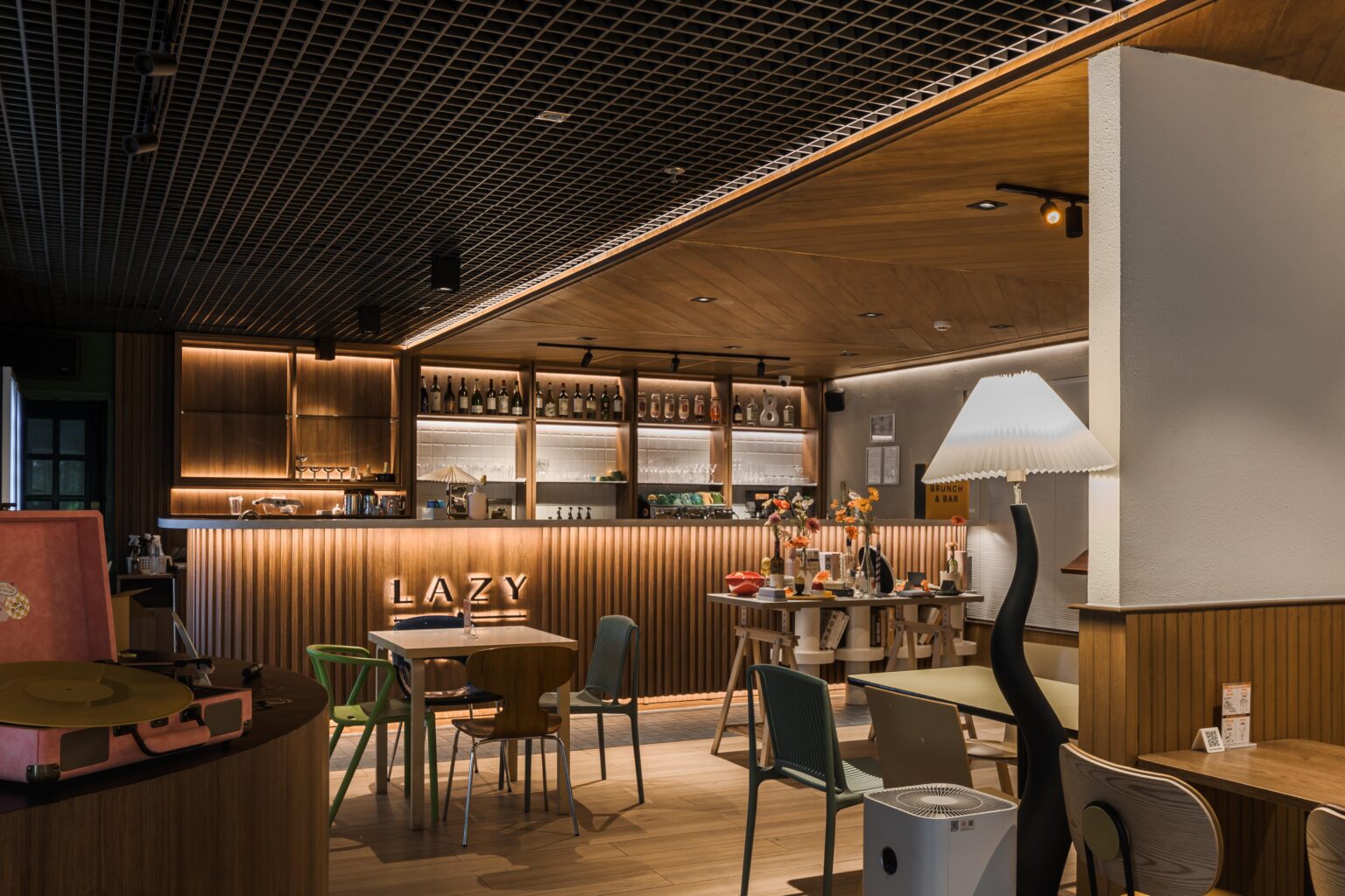 Restaurant Bar Interior design with custom built-in furniture by Sketchbook Studio