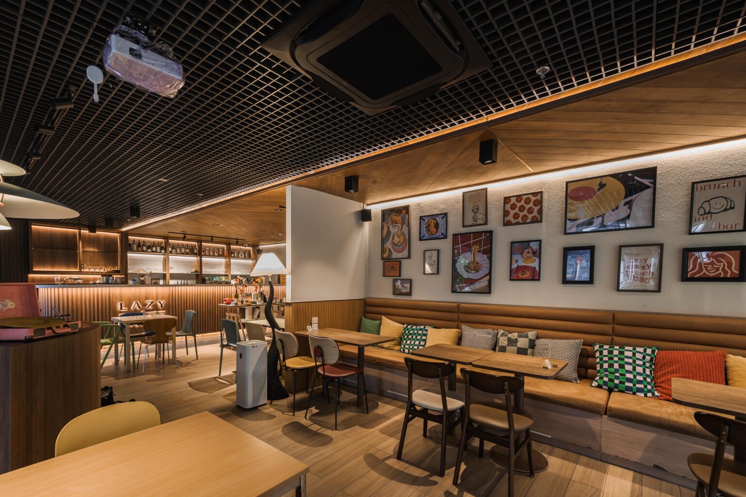 Restaurant Bar Interior design with custom built-in furniture by Sketchbook Studio