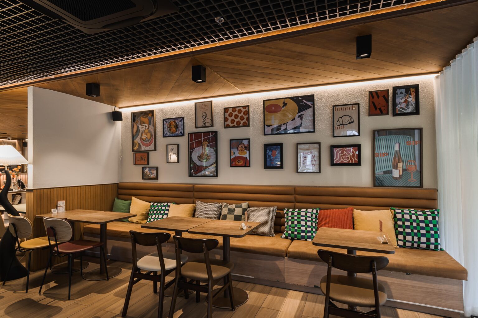 Restaurant Bar Interior design with custom built-in furniture by Sketchbook Studio