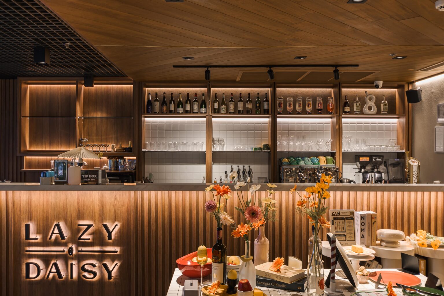 Restaurant Bar Interior design with custom built-in furniture by Sketchbook Studio